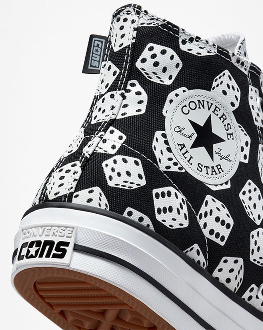 Pánské Skate Boty Converse Chuck Taylor All Star Pro Dice Černé Bílé | CZ EQOV71